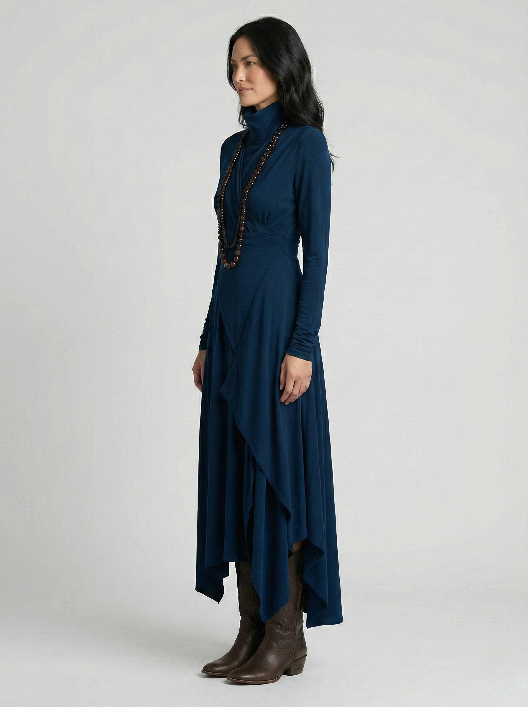 Elora™ | Elegant High-Neck Layered Maxi Dress