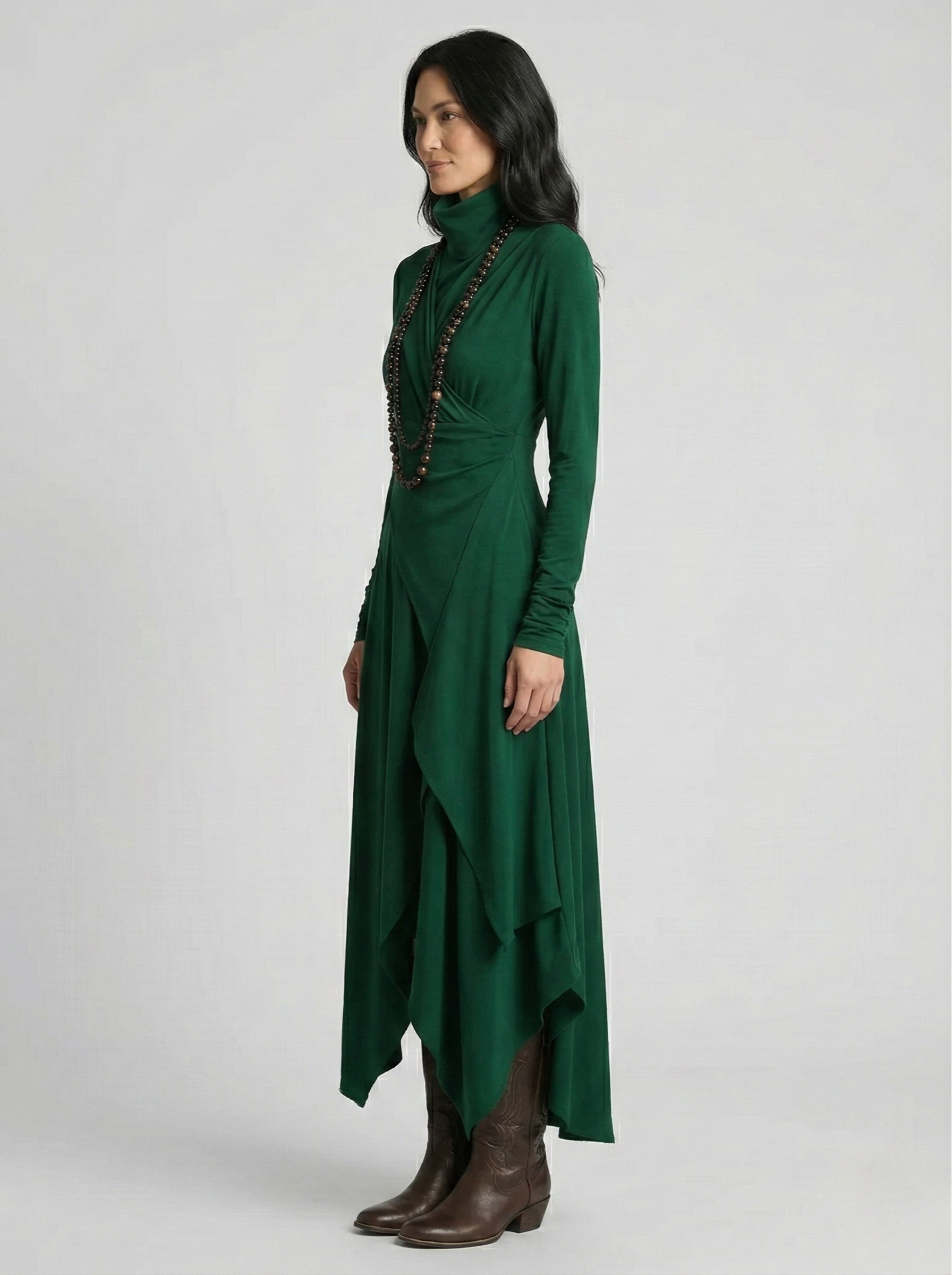 Elora™ | Elegant High-Neck Layered Maxi Dress