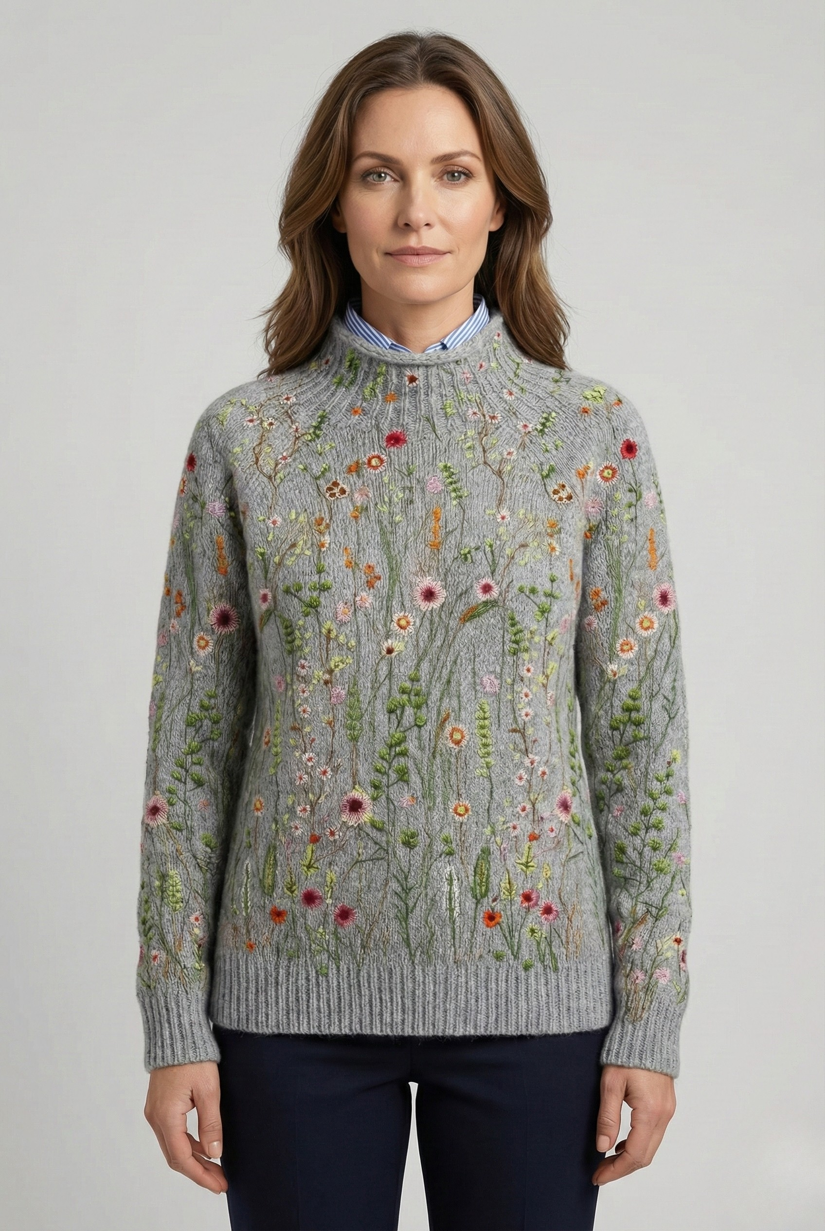 Elara™ | Hand-Embroidered Floral Knit Sweater