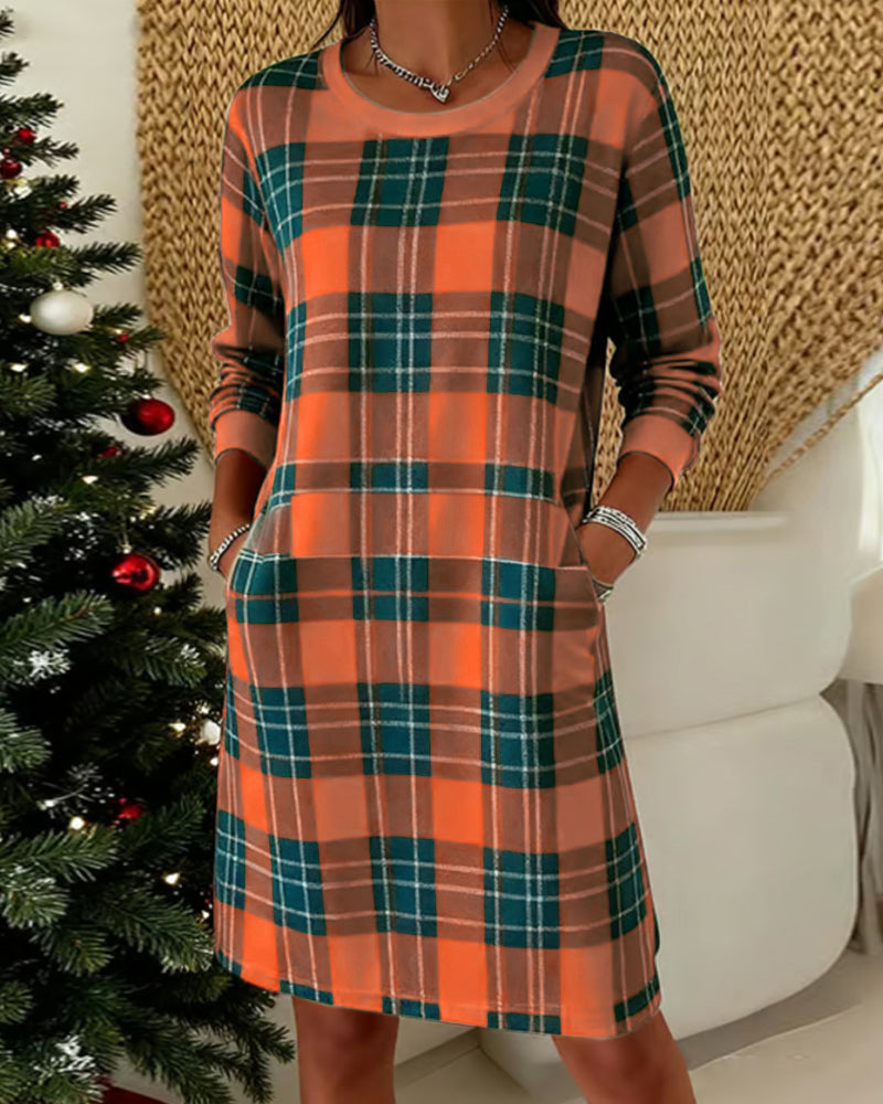Eve | Dress Long Sleeve Checkered Sweatshirt