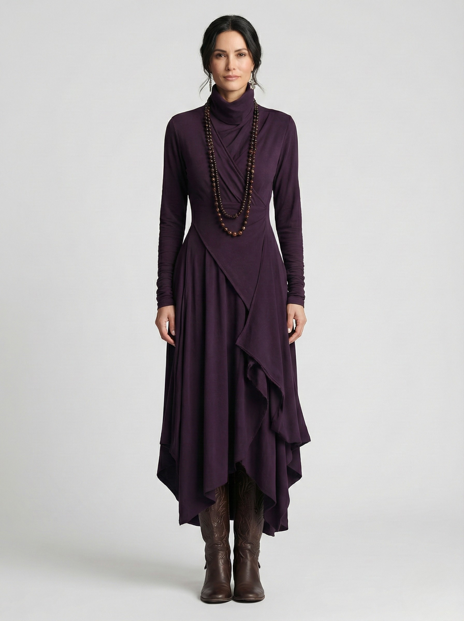 Elora™ | Elegant High-Neck Layered Maxi Dress