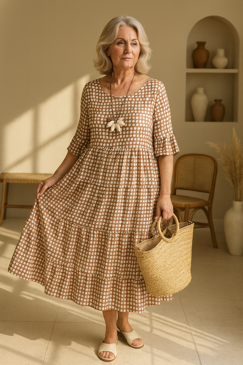 Zerelle | Elegant Short Sleeve Midi Dress