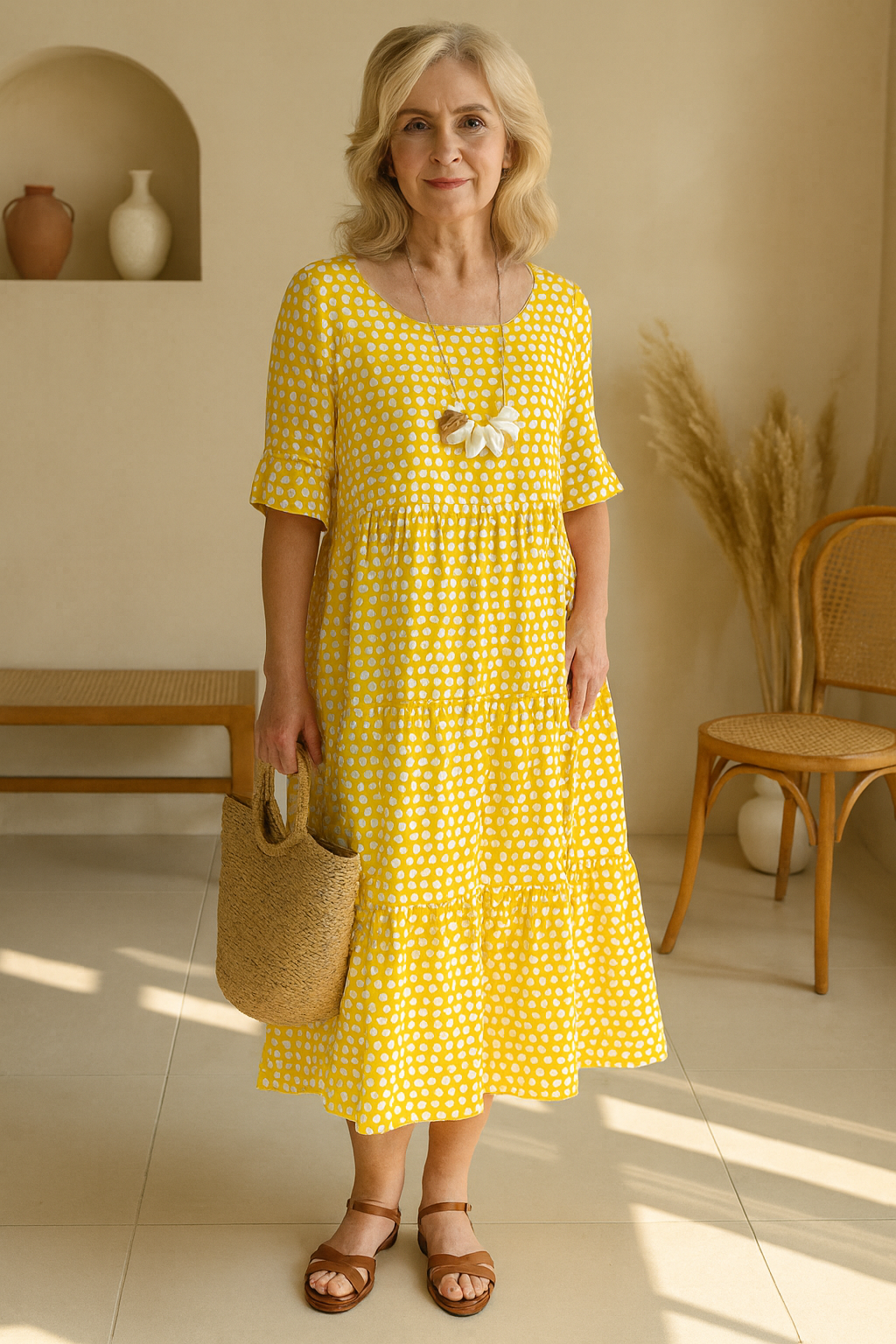 Zerelle | Elegant Short Sleeve Midi Dress