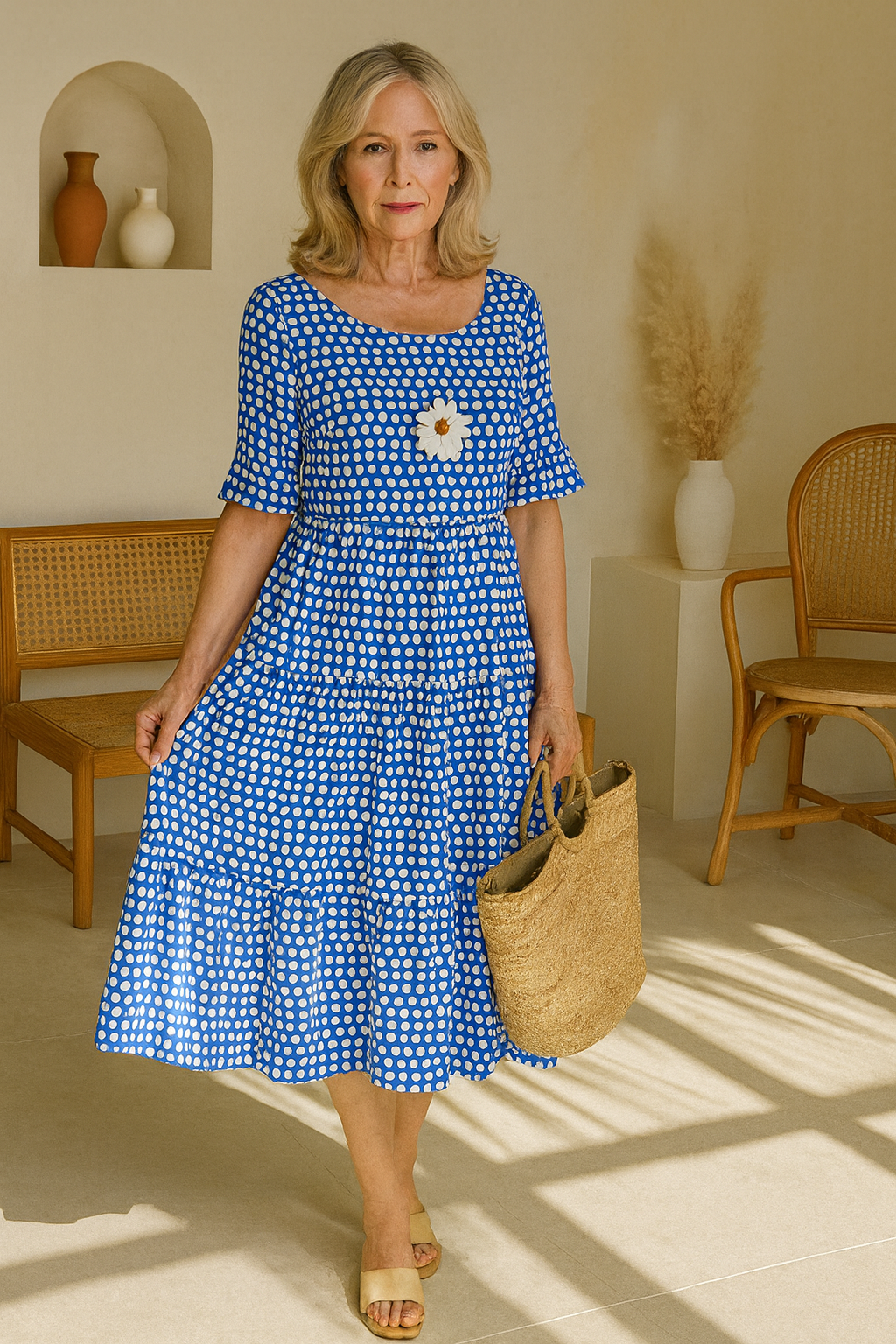 Zerelle | Elegant Short Sleeve Midi Dress
