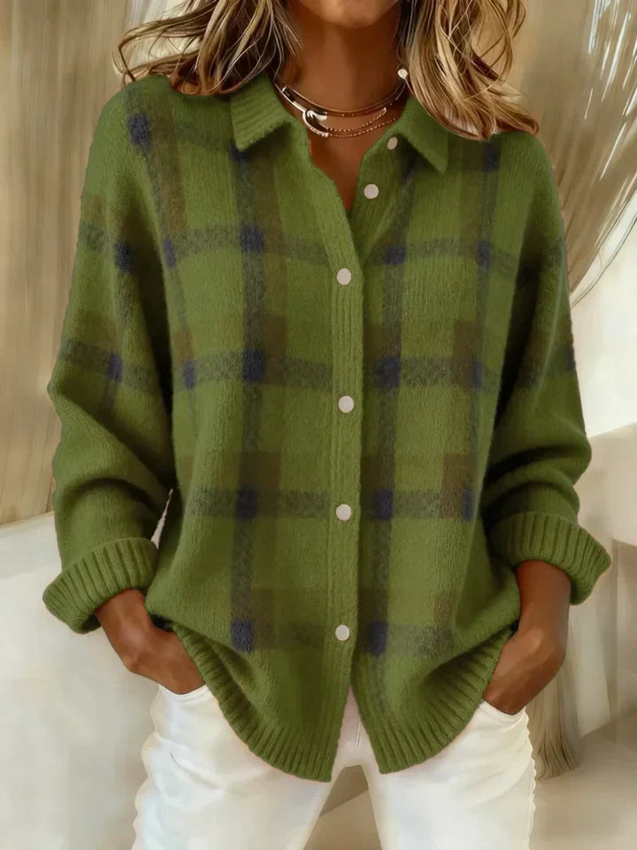 Ariana™ | Soft Plaid Button Knit