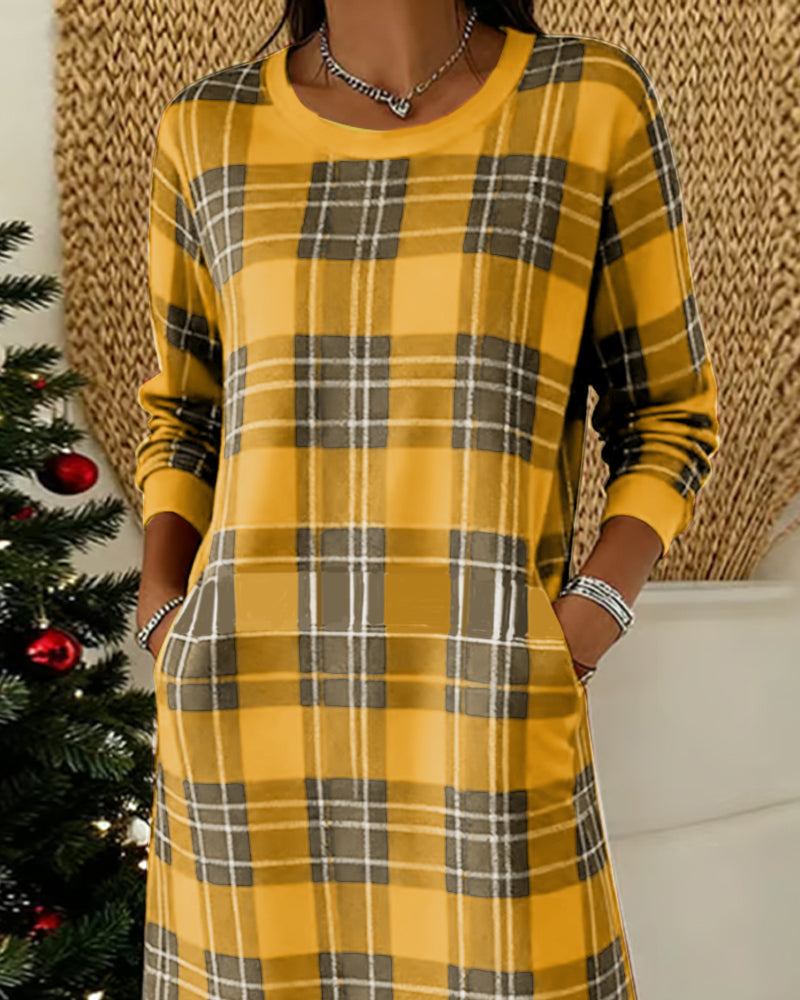 Eve | Dress Long Sleeve Checkered Sweatshirt