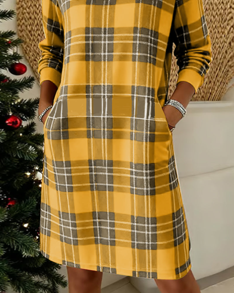 Eve | Dress Long Sleeve Checkered Sweatshirt