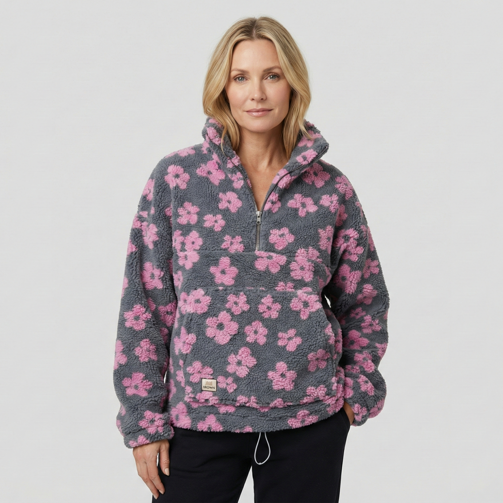 Flora™ | Cozy Floral Half-Zip Pullover