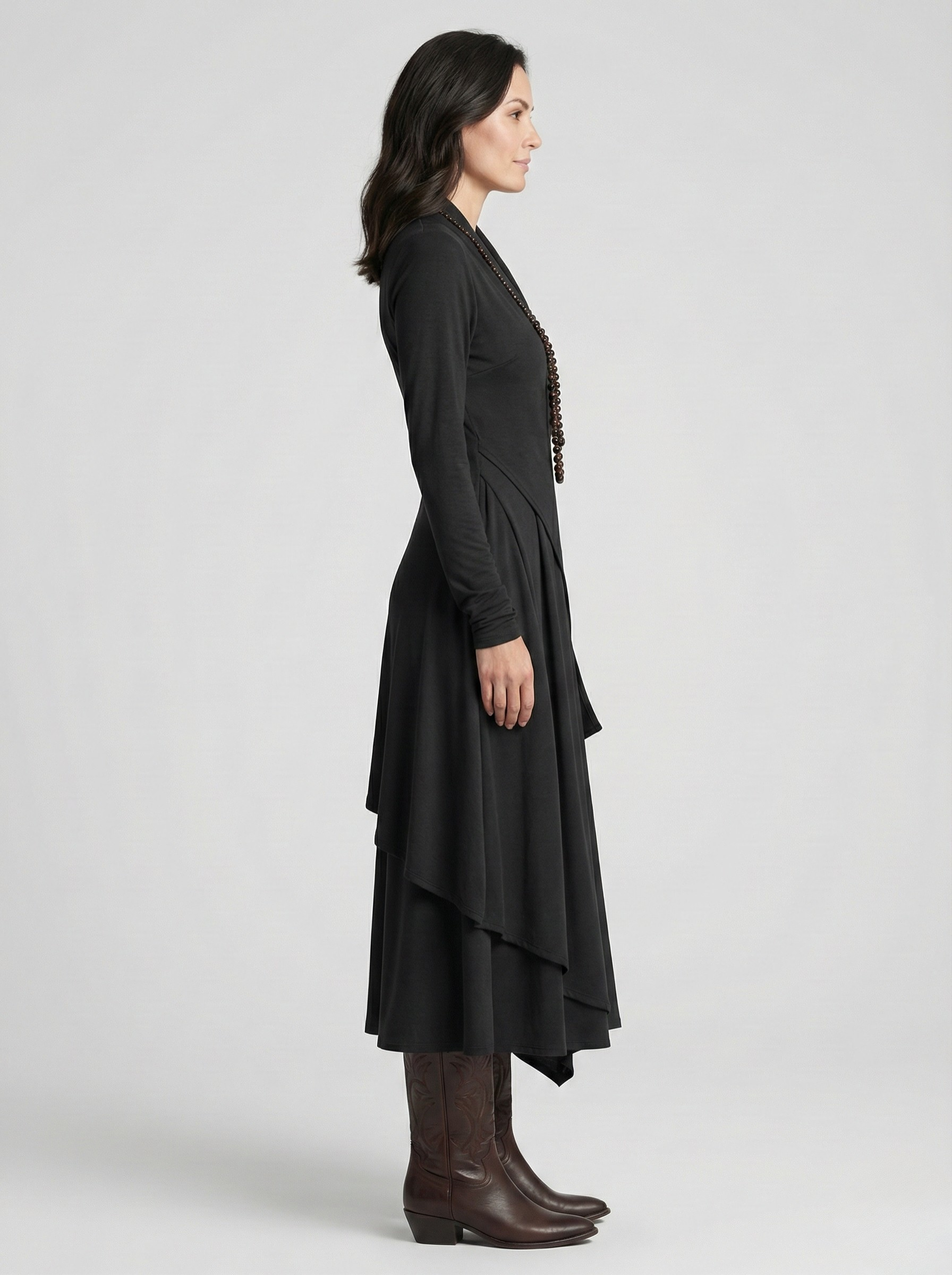 Elora™ | Elegant High-Neck Layered Maxi Dress