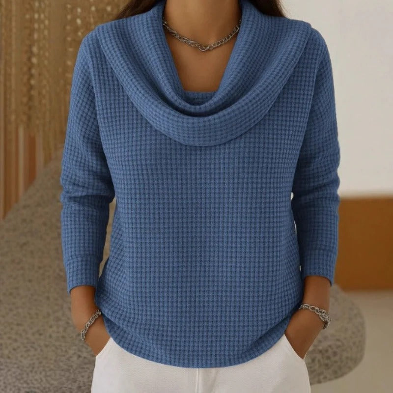 Amara™ | Cozy Cowl Neck Waffle Top