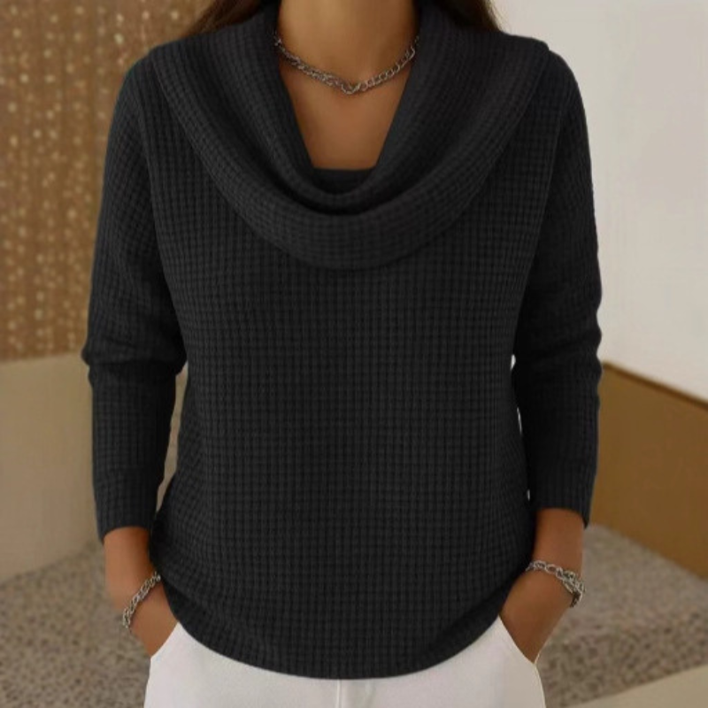 Amara™ | Cozy Cowl Neck Waffle Top