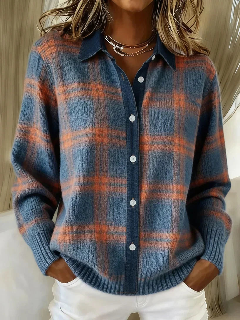 Ariana™ | Soft Plaid Button Knit