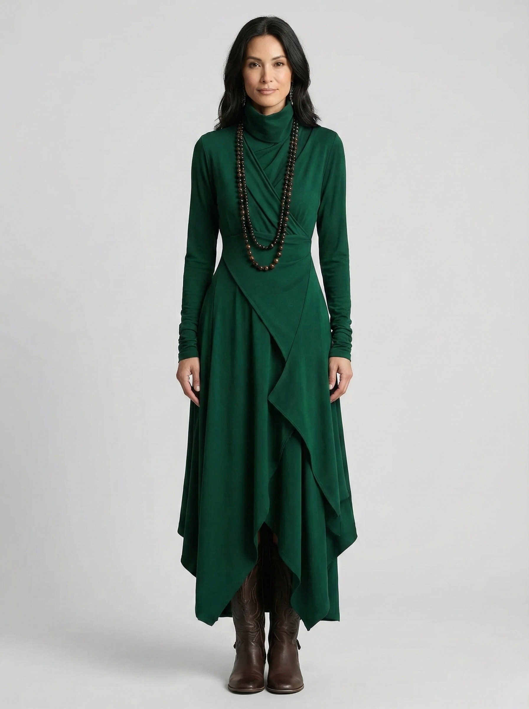 Elora™ | Elegant High-Neck Layered Maxi Dress