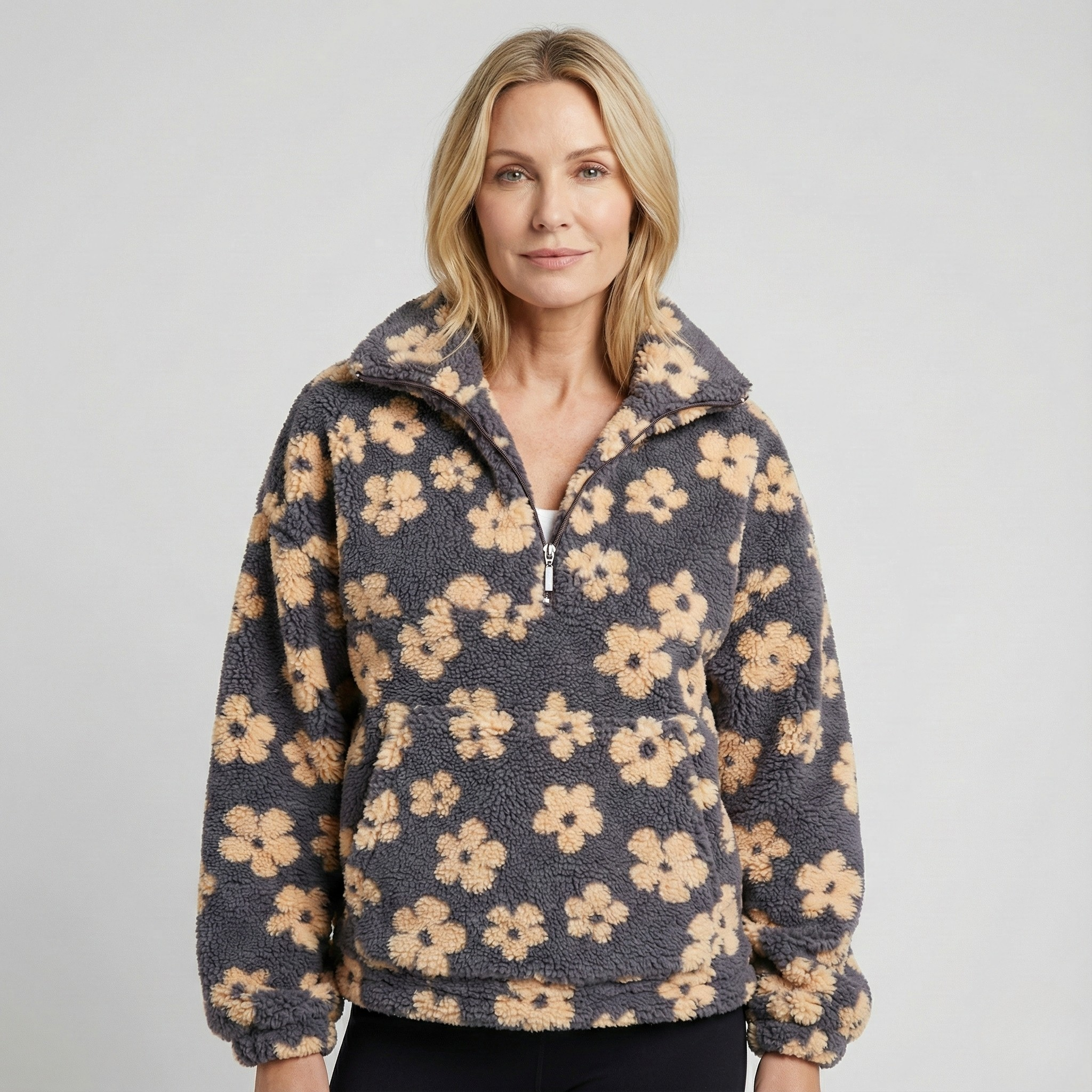 Flora™ | Cozy Floral Half-Zip Pullover