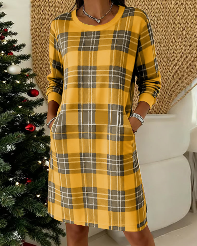Eve | Dress Long Sleeve Checkered Sweatshirt