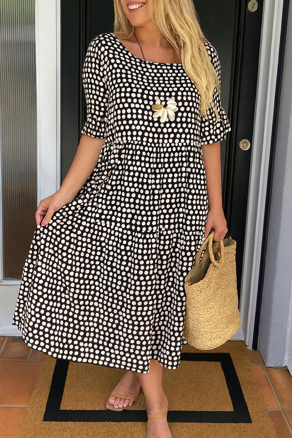 Zerelle | Elegant Short Sleeve Midi Dress