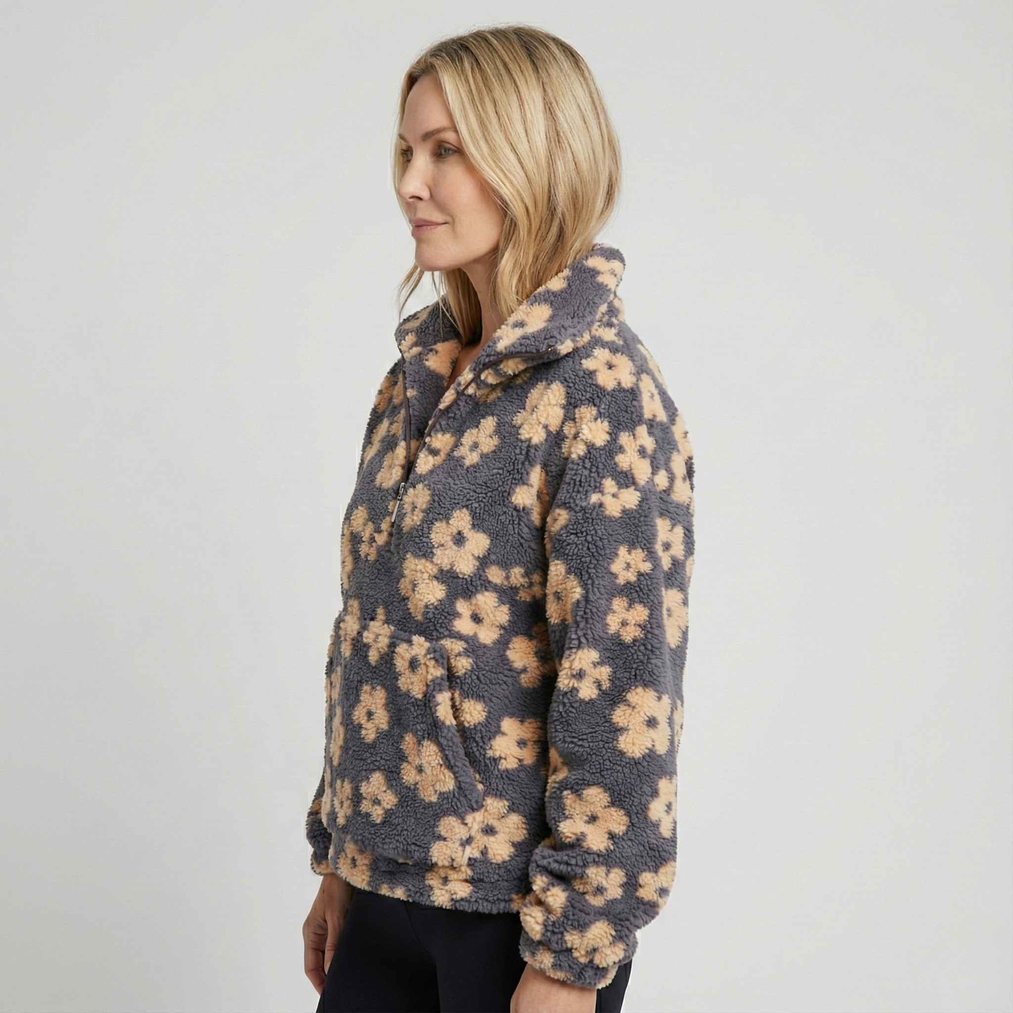 Flora™ | Cozy Floral Half-Zip Pullover