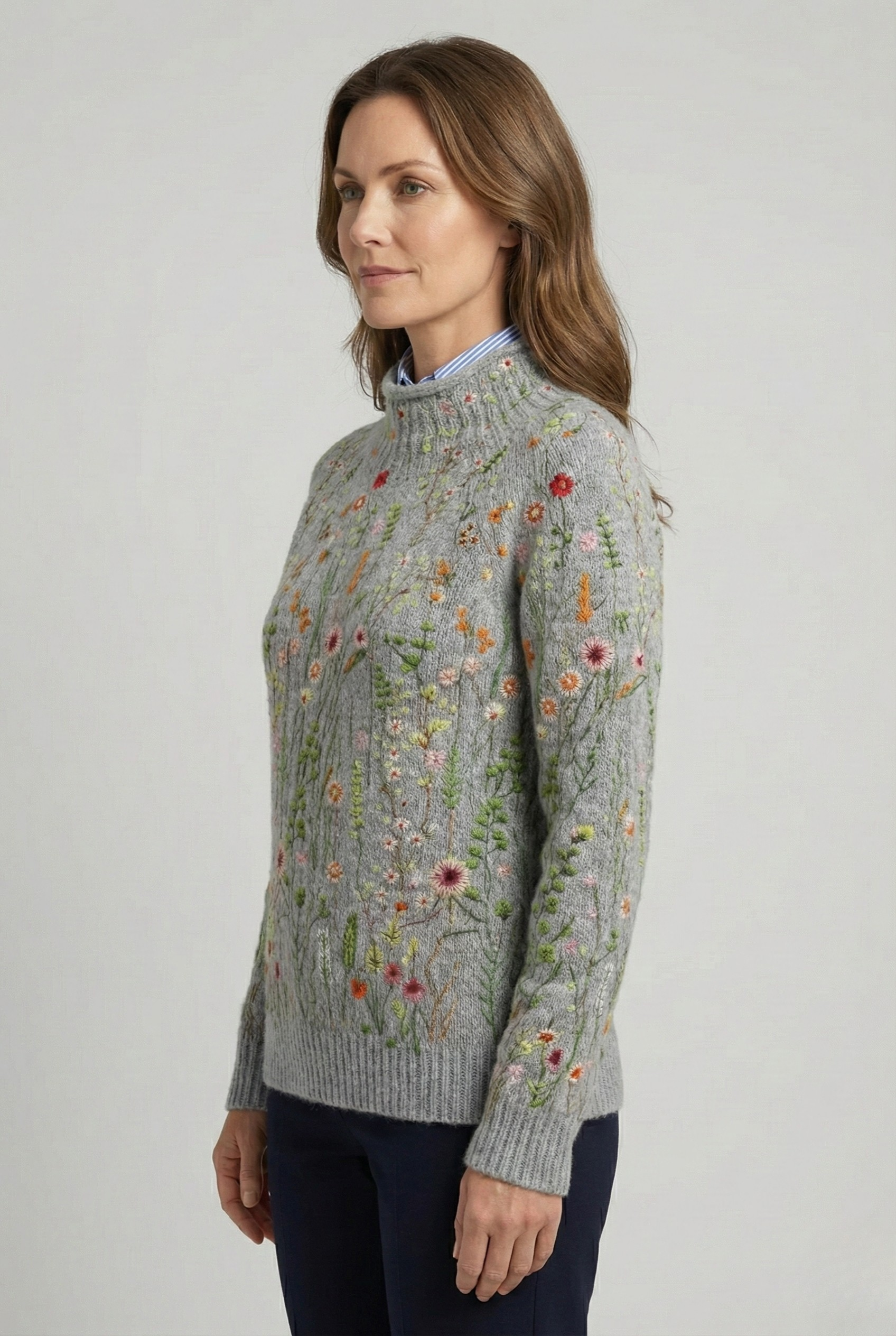 Elara™ | Hand-Embroidered Floral Knit Sweater