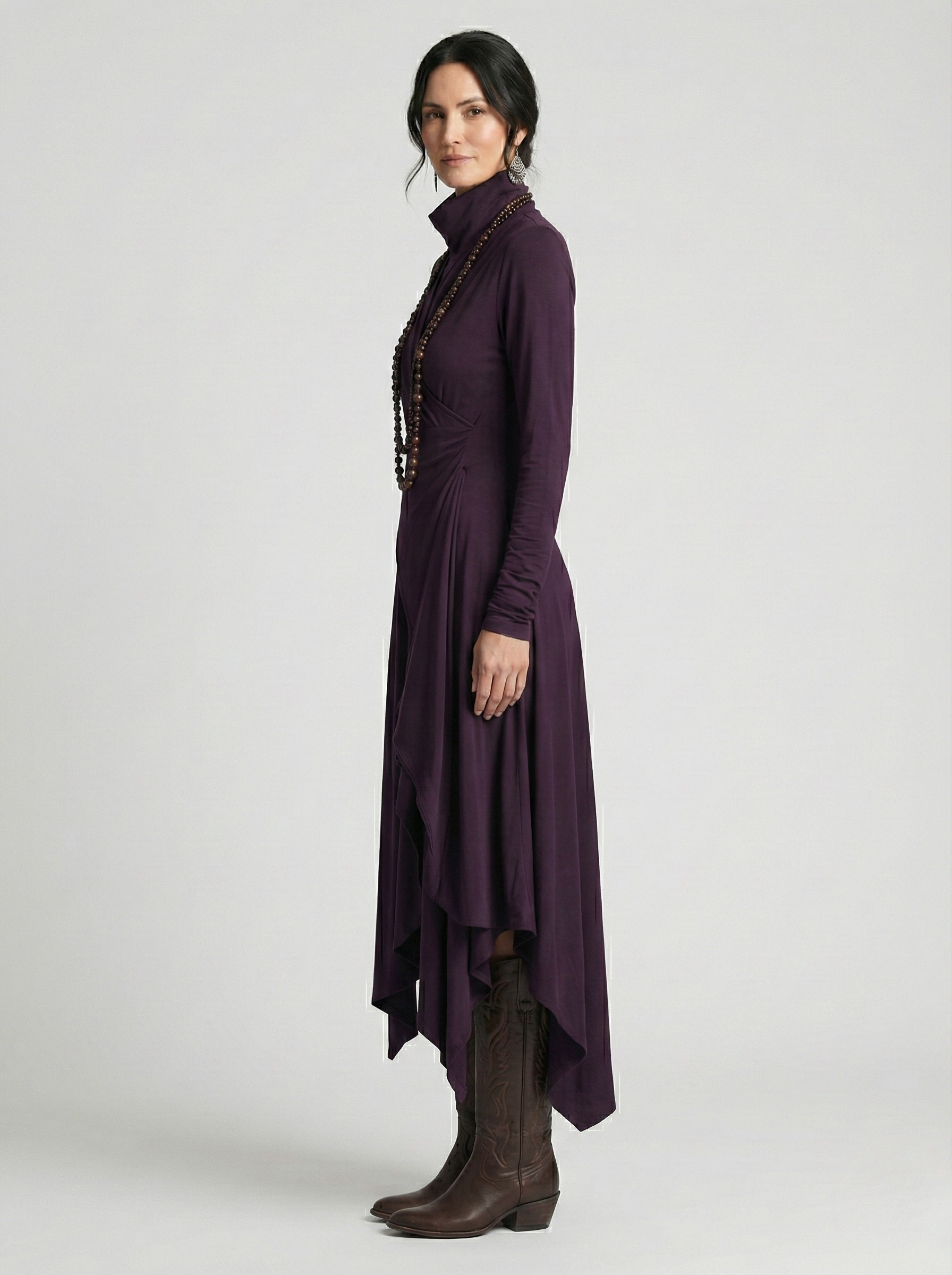 Elora™ | Elegant High-Neck Layered Maxi Dress