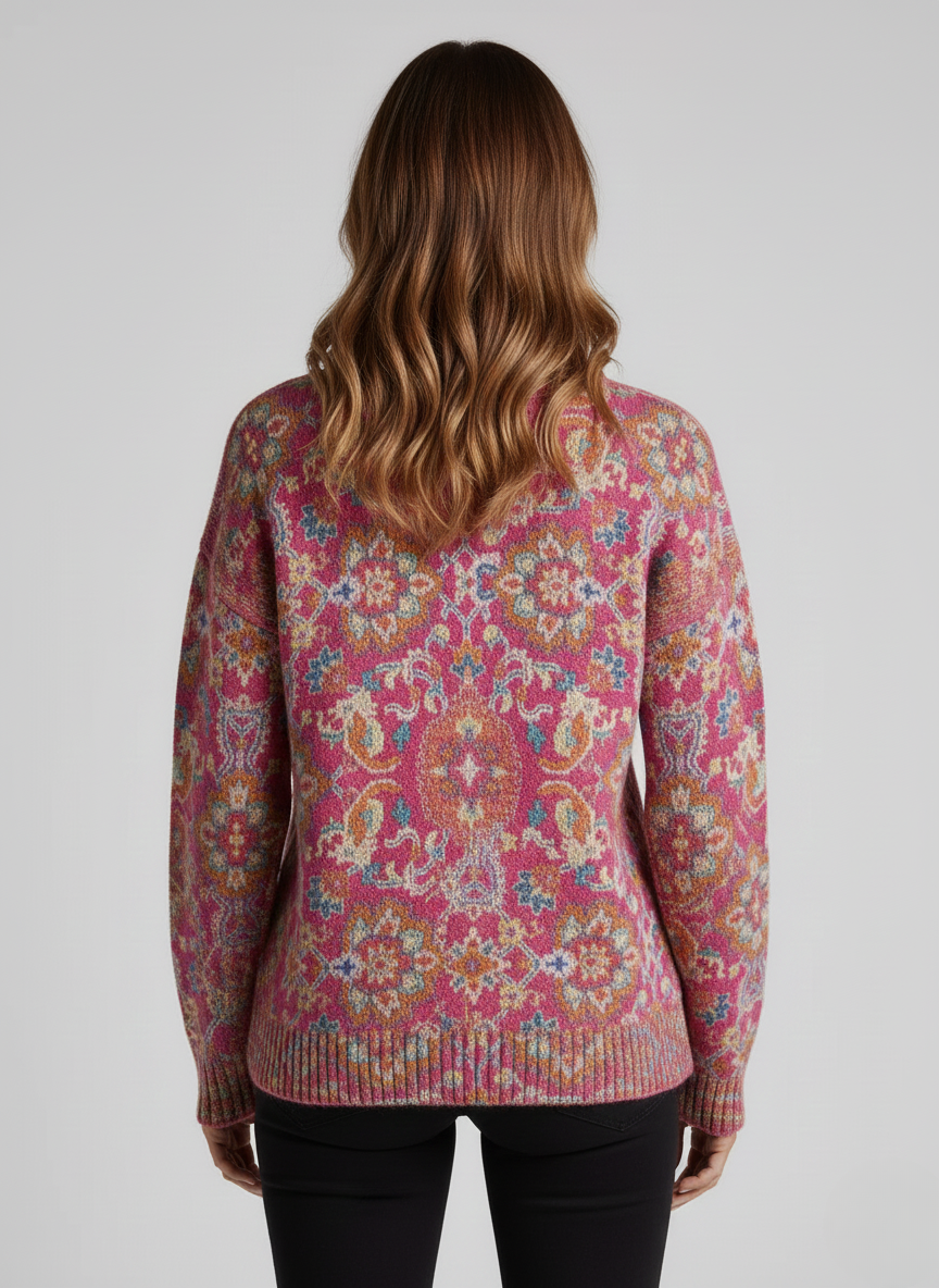 Anna | Retro Ethnic Floral Turtleneck