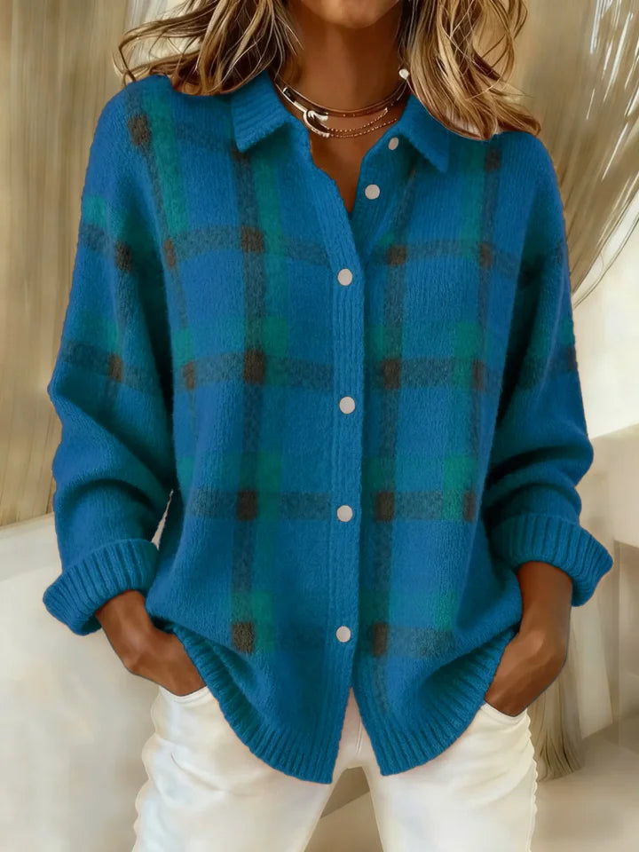 Ariana™ | Soft Plaid Button Knit