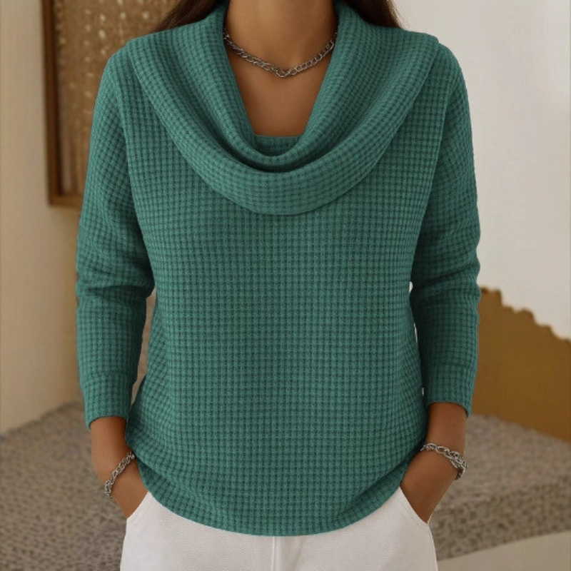Amara™ | Cozy Cowl Neck Waffle Top