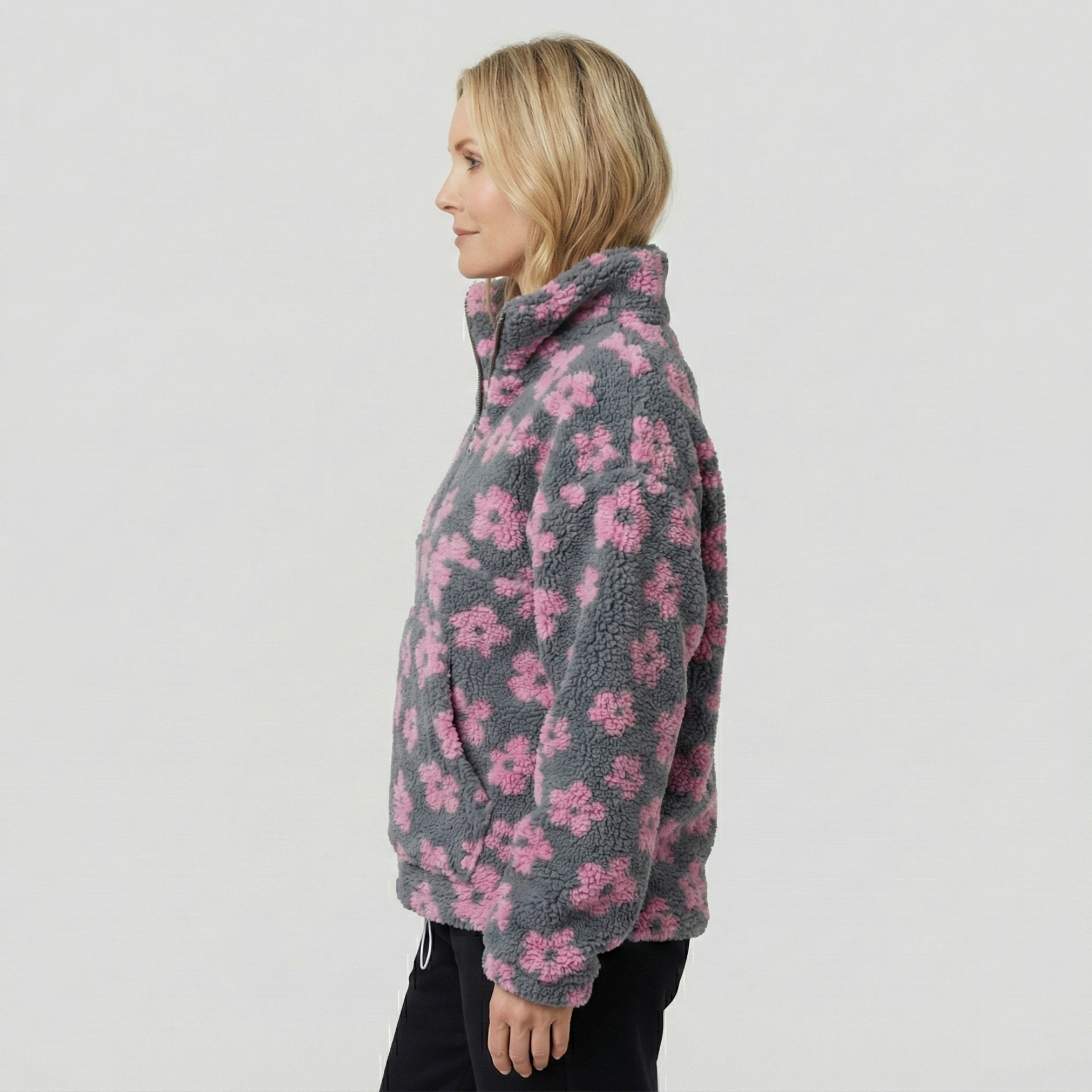 Flora™ | Cozy Floral Half-Zip Pullover