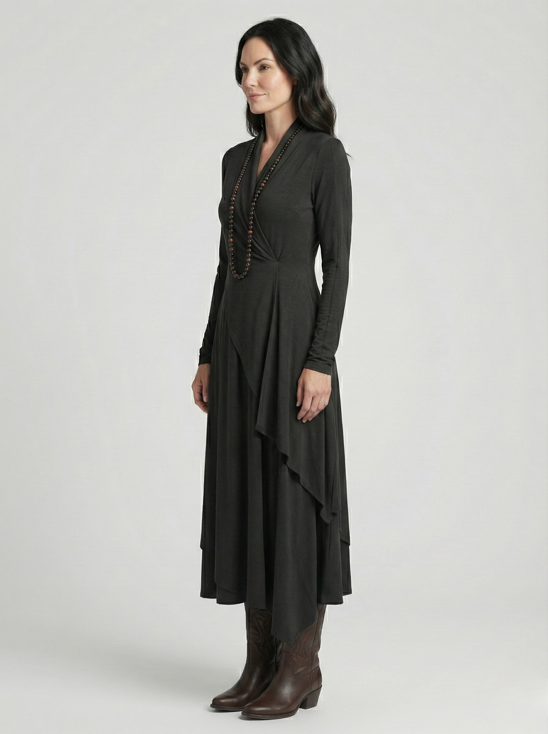 Elora™ | Elegant High-Neck Layered Maxi Dress