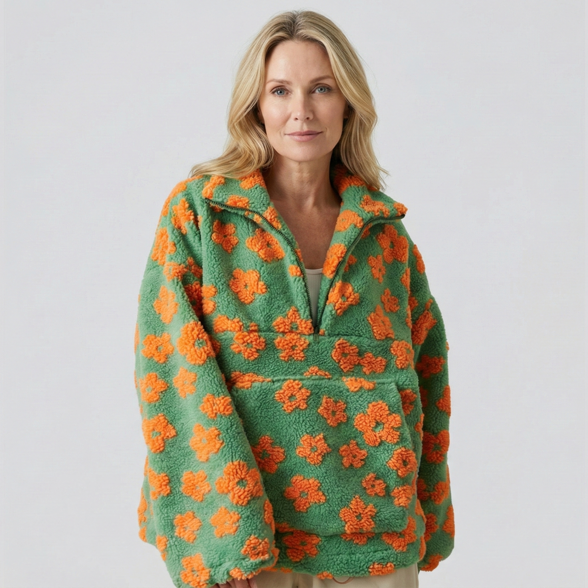 Flora™ | Cozy Floral Half-Zip Pullover