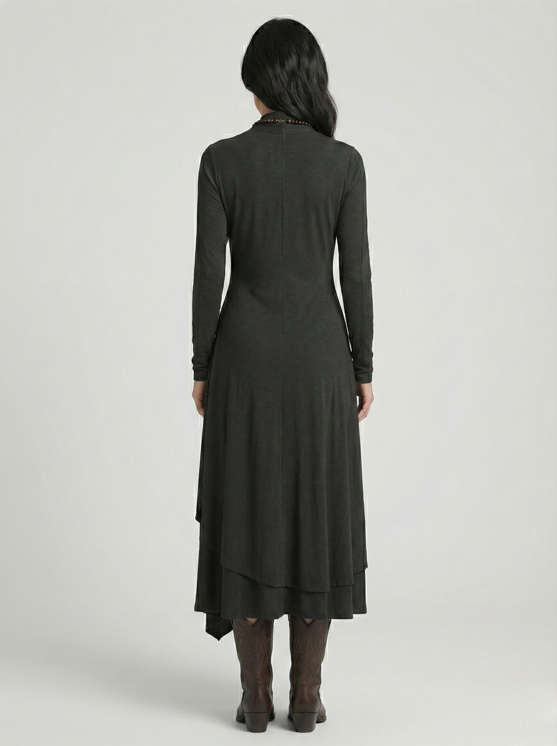 Elora™ | Elegant High-Neck Layered Maxi Dress