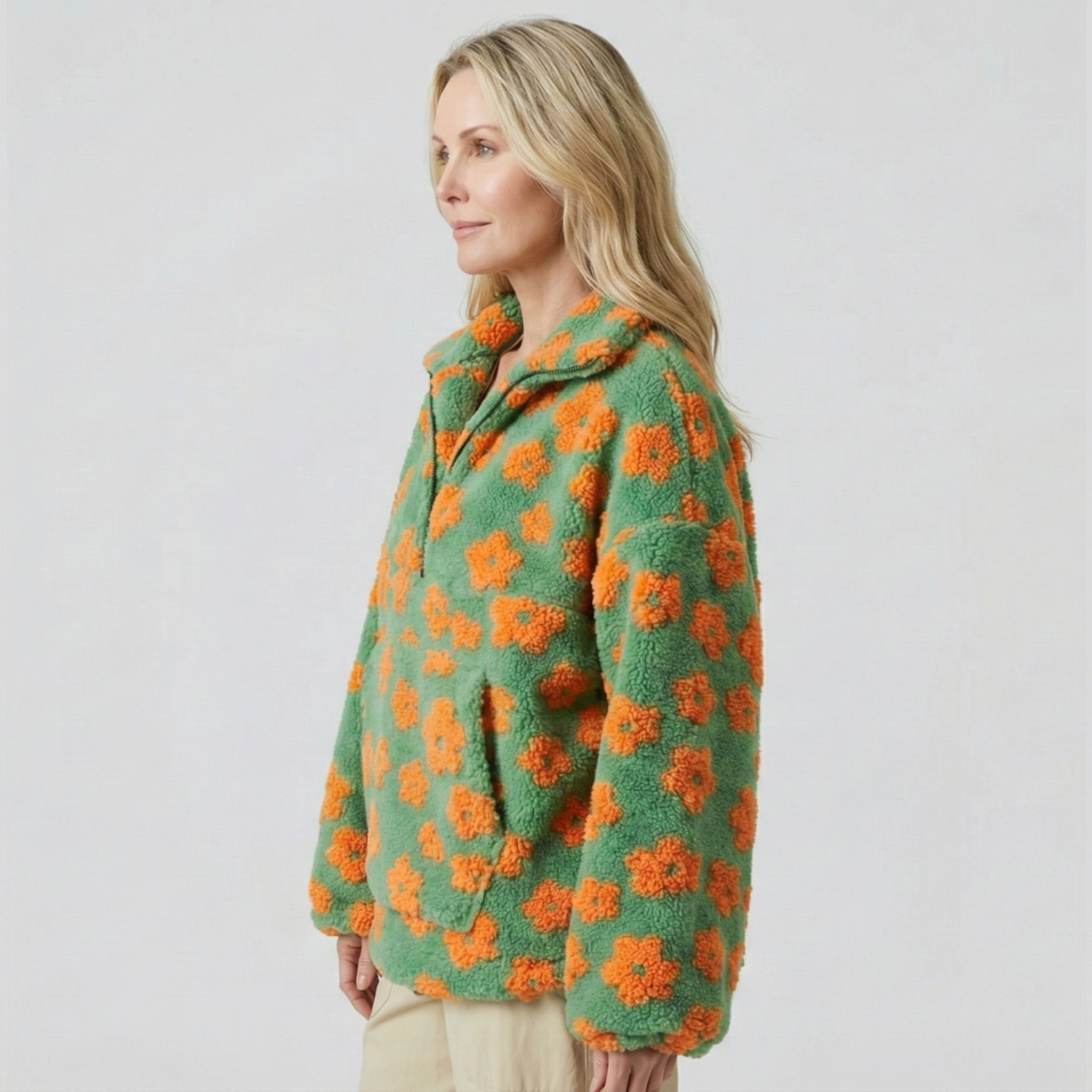 Flora™ | Cozy Floral Half-Zip Pullover