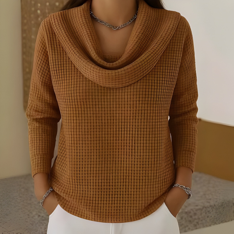 Amara™ | Cozy Cowl Neck Waffle Top