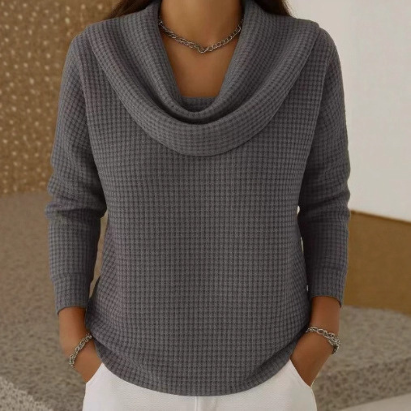 Amara™ | Cozy Cowl Neck Waffle Top
