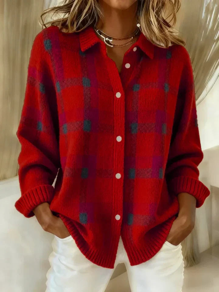 Ariana™ | Soft Plaid Button Knit